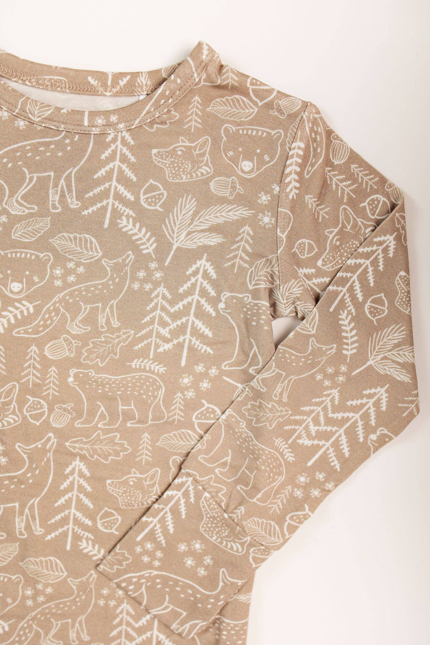 Bamboo Two-Piece Pajama Taupe Woodland Animal