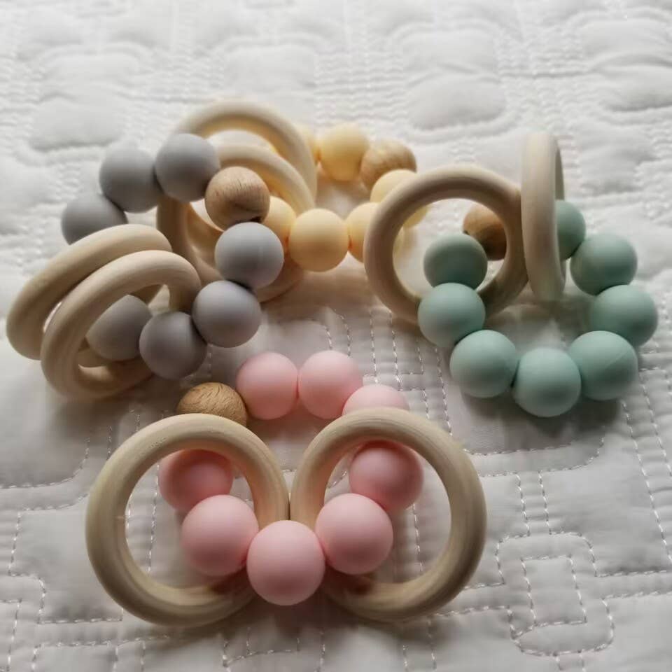 Silicone Beaded Rattle Teether Toy