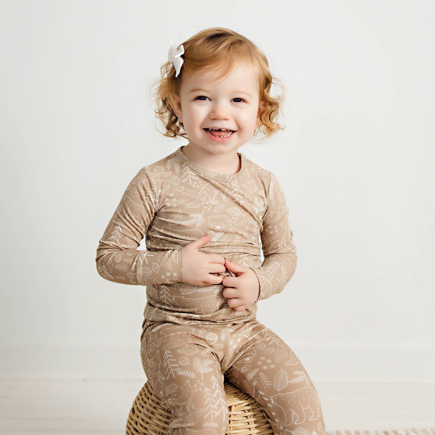 Bamboo Two-Piece Pajama Taupe Woodland Animal