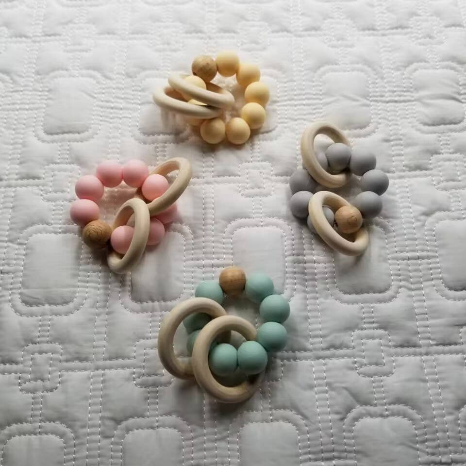 Silicone Beaded Rattle Teether Toy