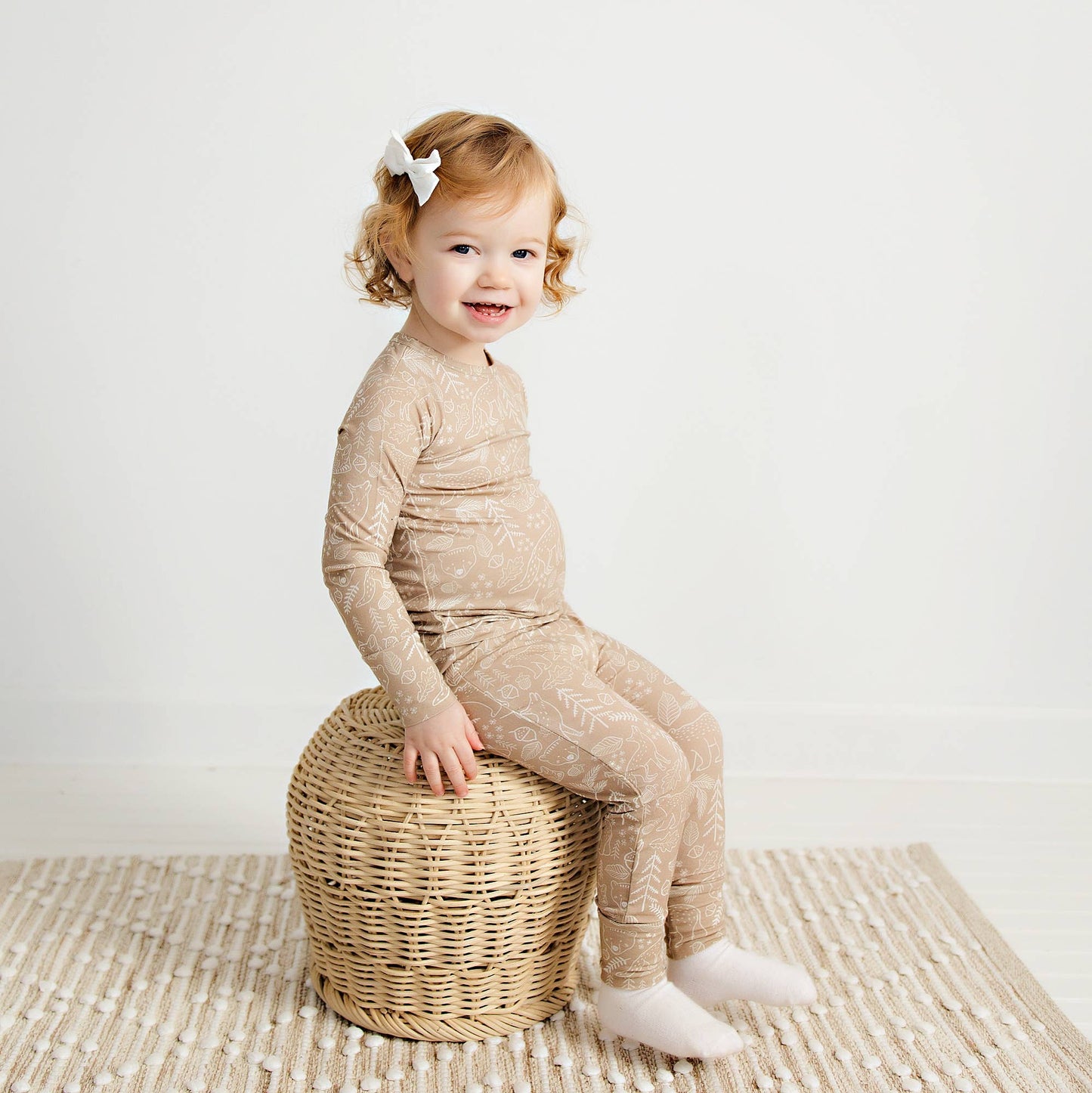 Bamboo Two-Piece Pajama Taupe Woodland Animal