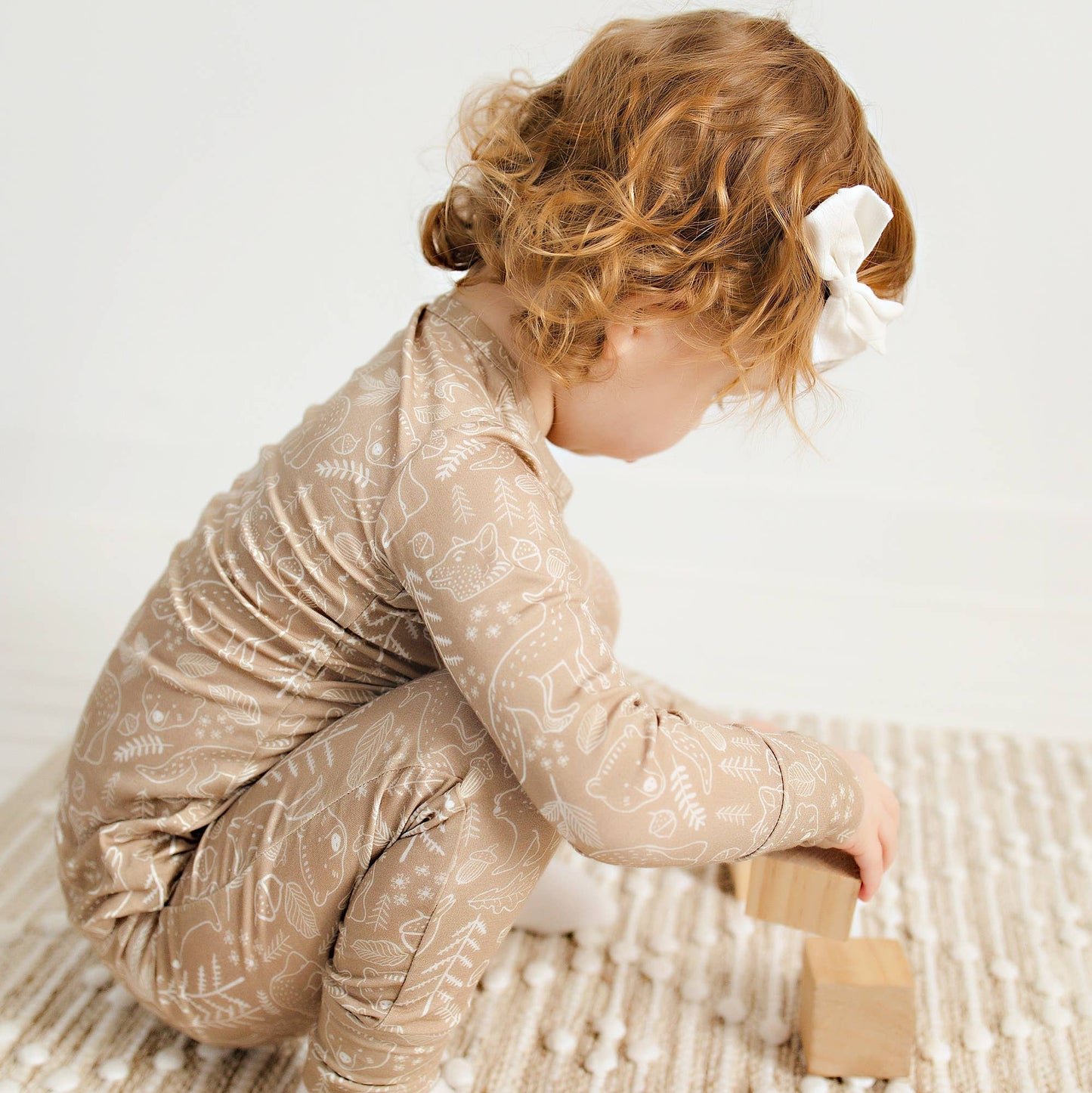 Bamboo Two-Piece Pajama Taupe Woodland Animal