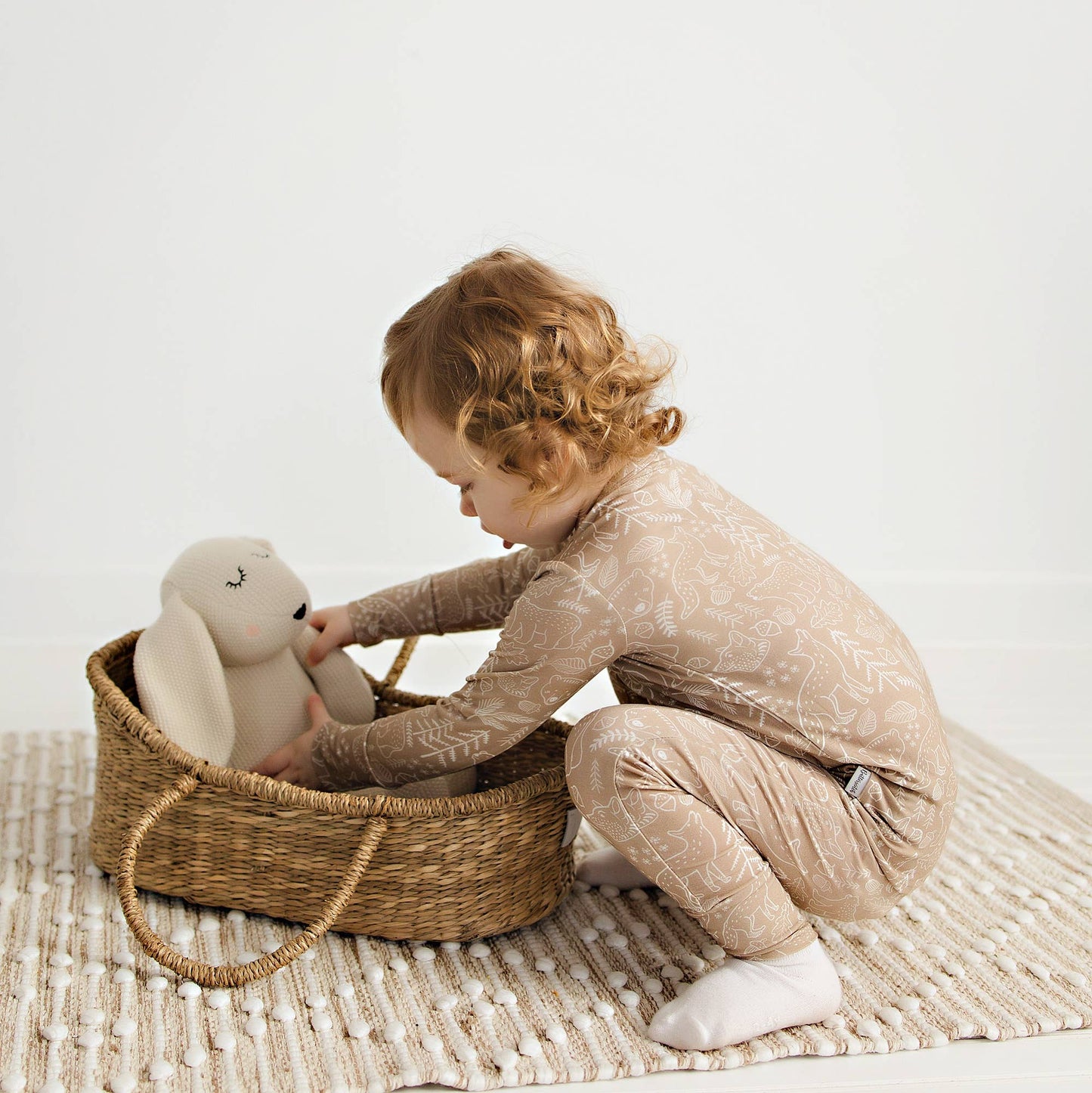 Bamboo Two-Piece Pajama Taupe Woodland Animal